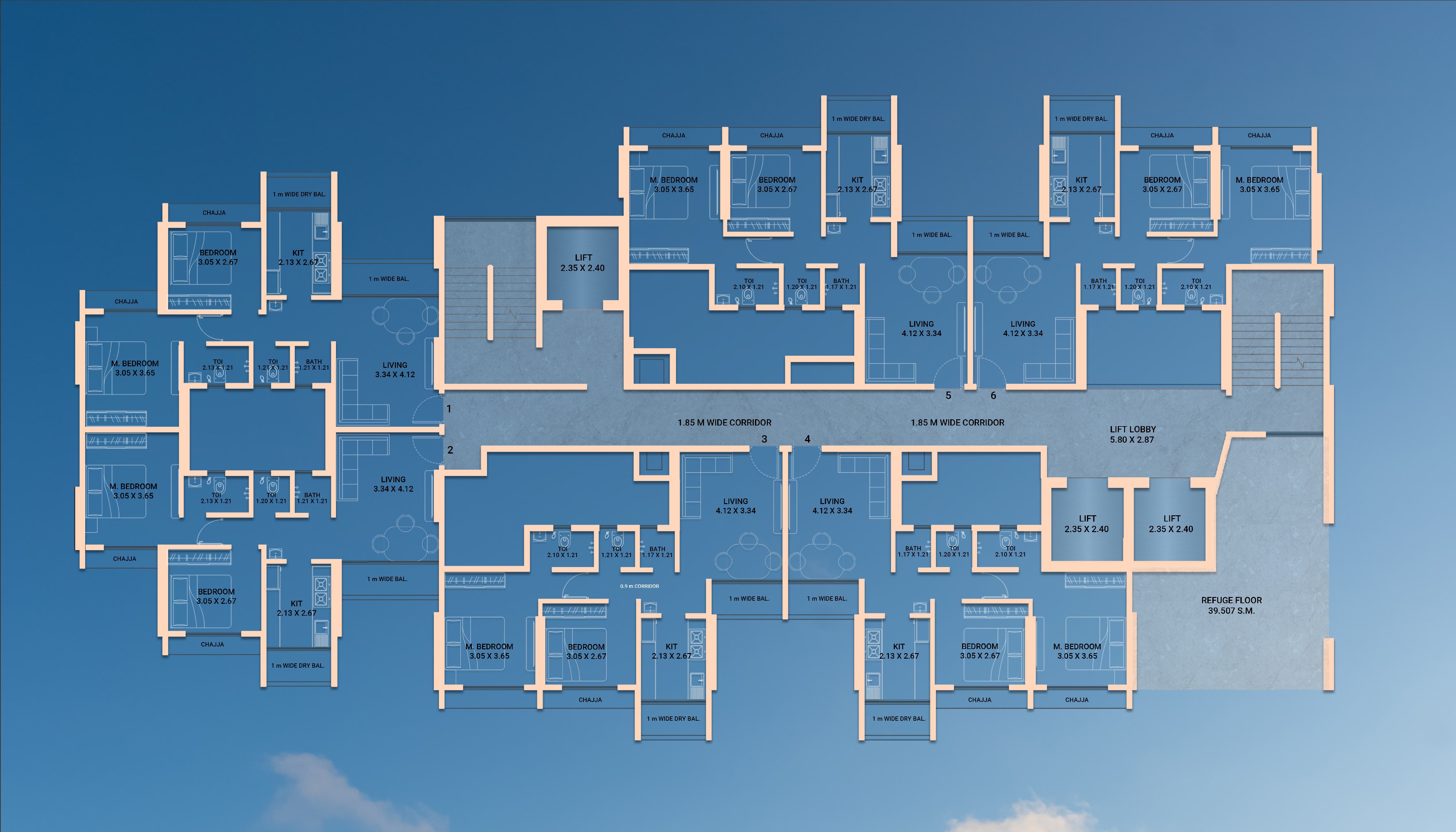 REFUGE FLOOR 7TH, 12TH, 17TH LAYOUT PLAN