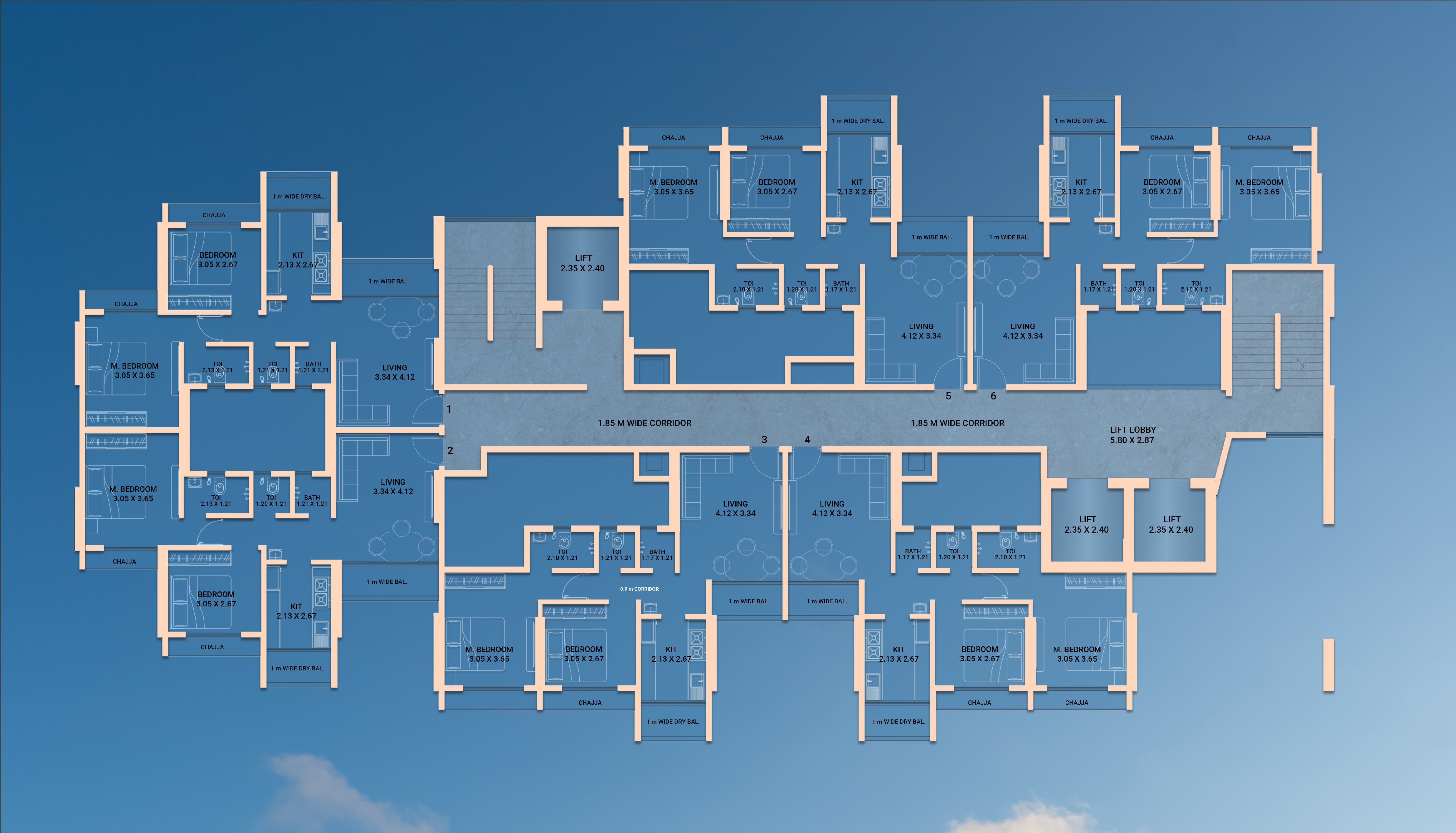 2 BHK Unit Plan